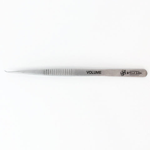 Volume Tweezers 3mm Tip Silver Matte with Grip Long 14cm Thin 45 degree angle L Type